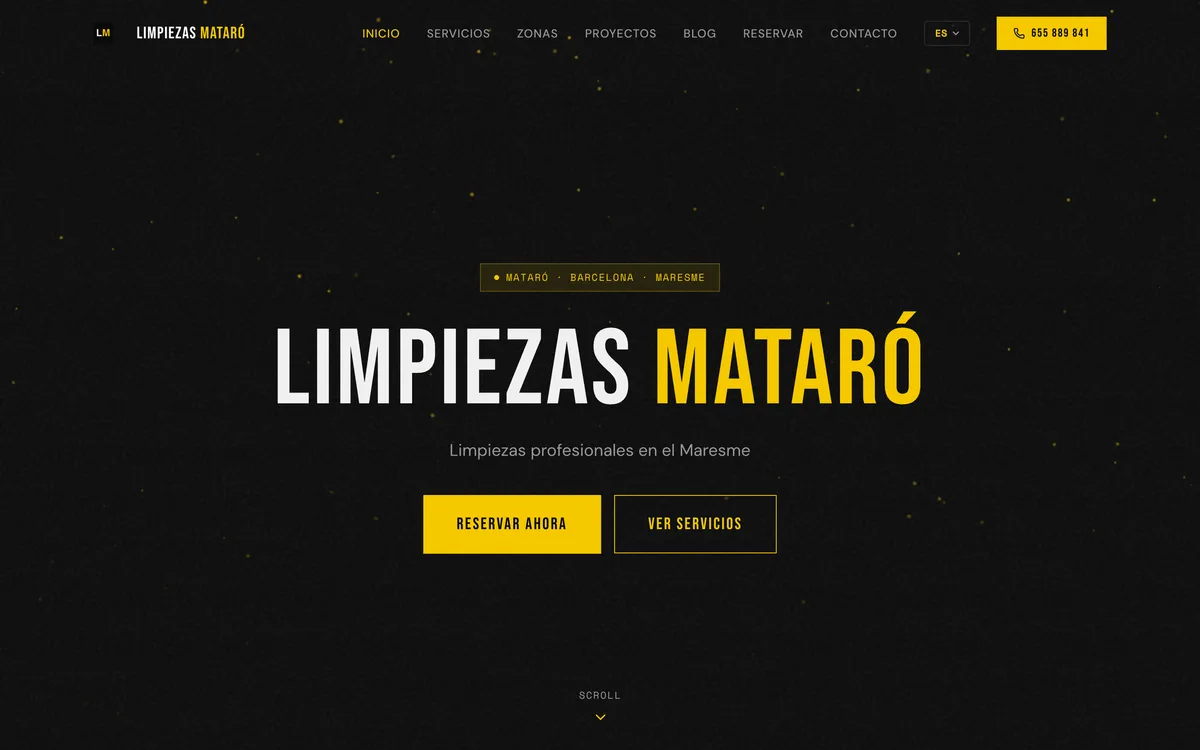 Portada de una web de limpieza profesional en Mataró