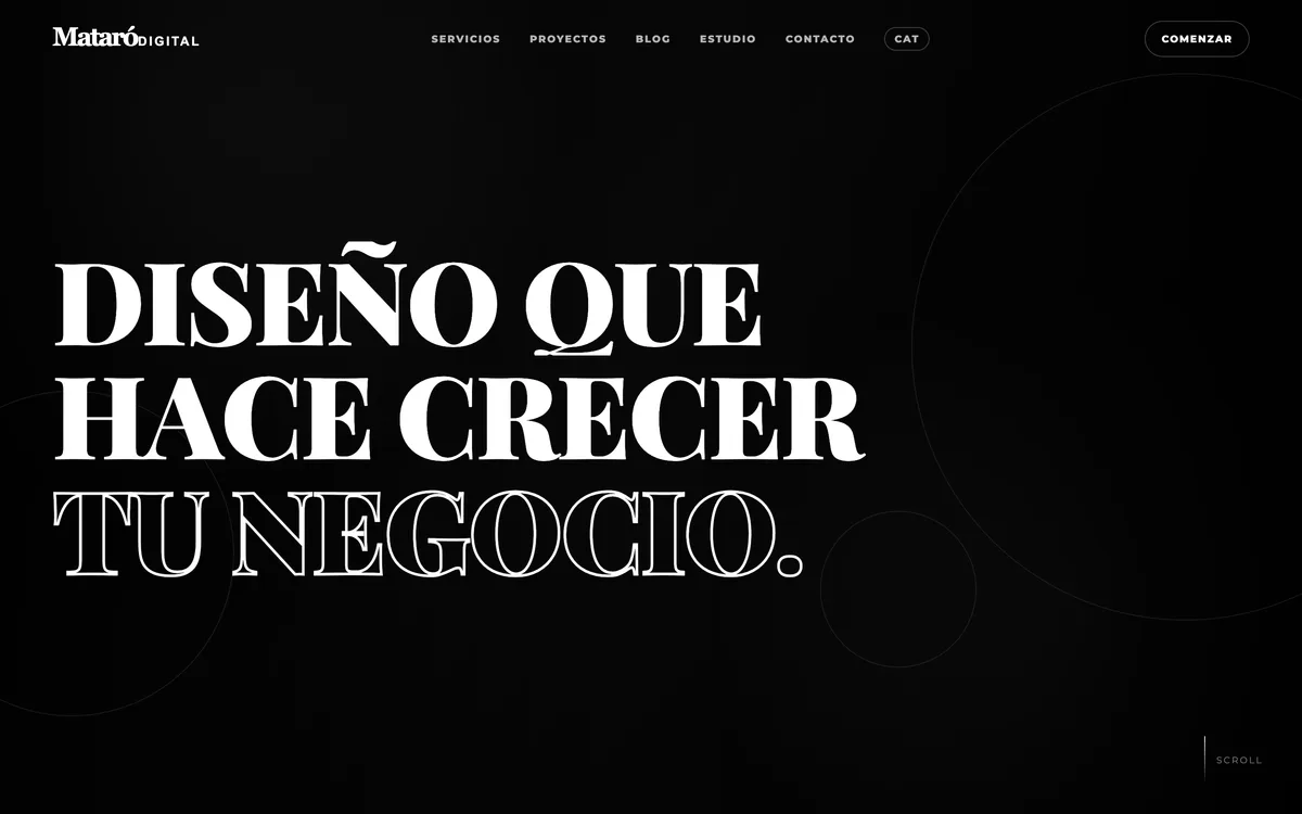 Portada de una web de estudio de diseño y desarrollo en Mataró